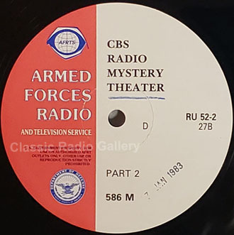 CBS Radio Mystery Theater radio transcription disc